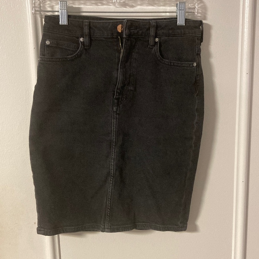 Black denim skirt